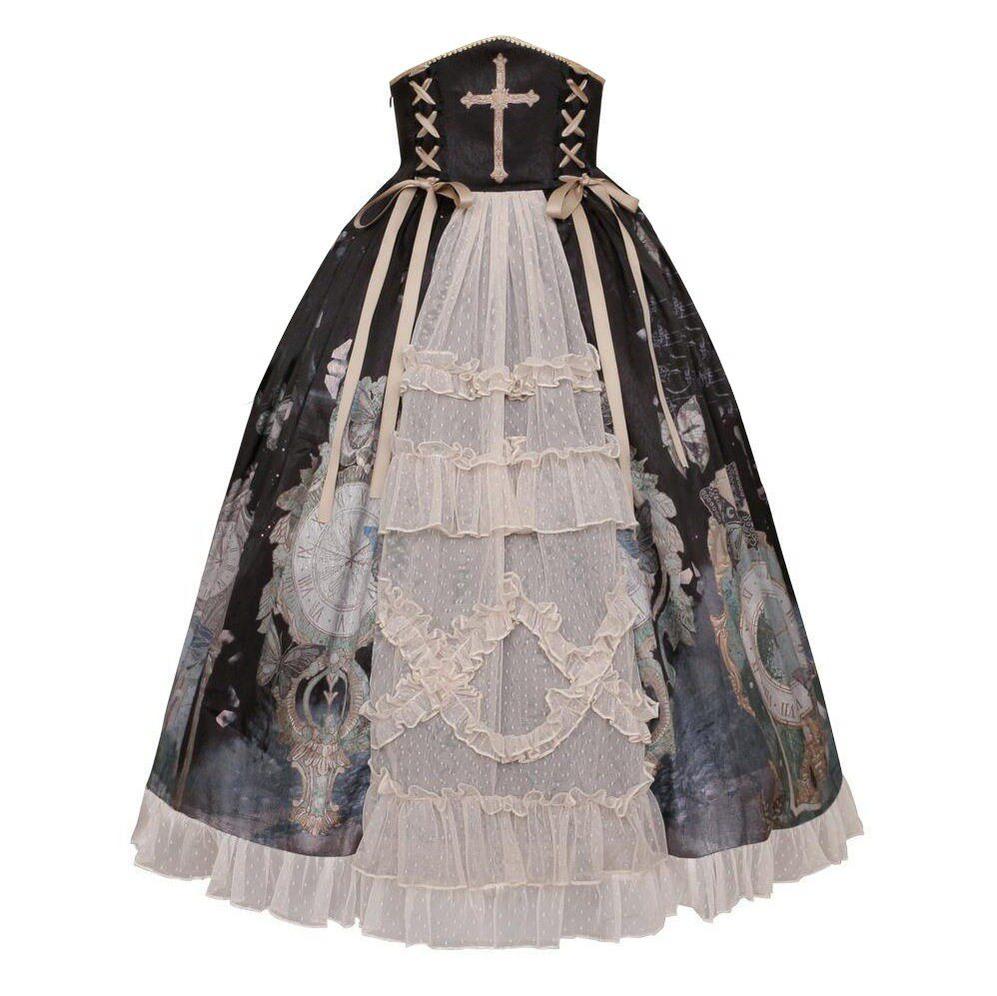 Clock Butterfly - Gothic Lolita Printed Blouse and Corset Skirt Set Skirt Only S