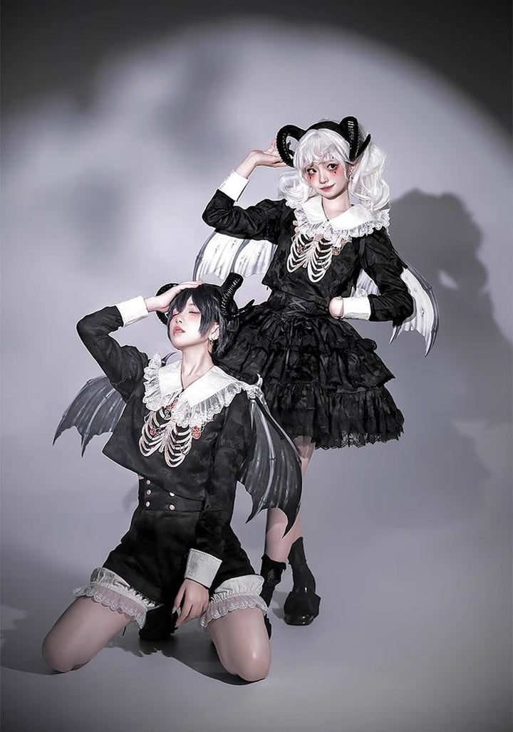 CastleToo~Crossbone~Ouji Lolita Shorts Suit Gothic Lolita Top and Blouse