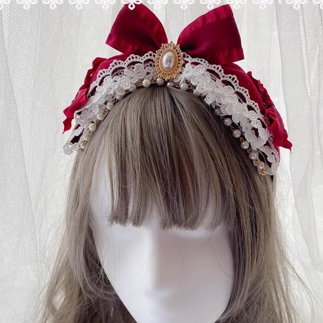 Pretty Girl Lolita~Elegant Lolita Burgundy Rose Headdresses a KC  