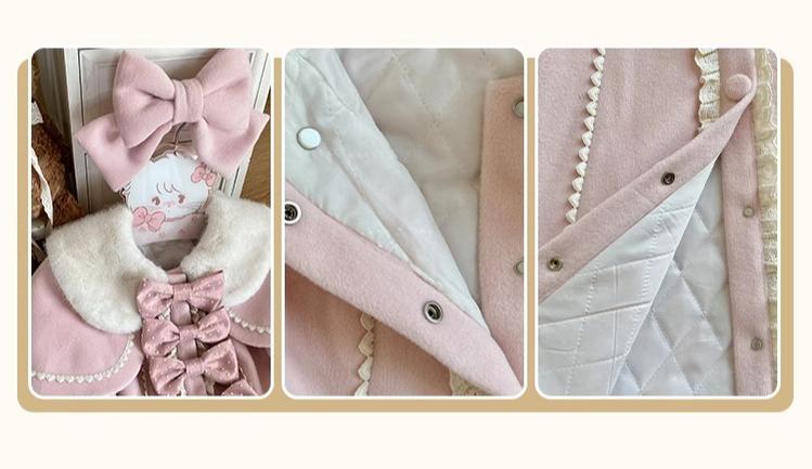 Sakurahime~Sweet Cookie~Sweet Lolita Coat Detachable Cape Pastel Outwear 40374:658158