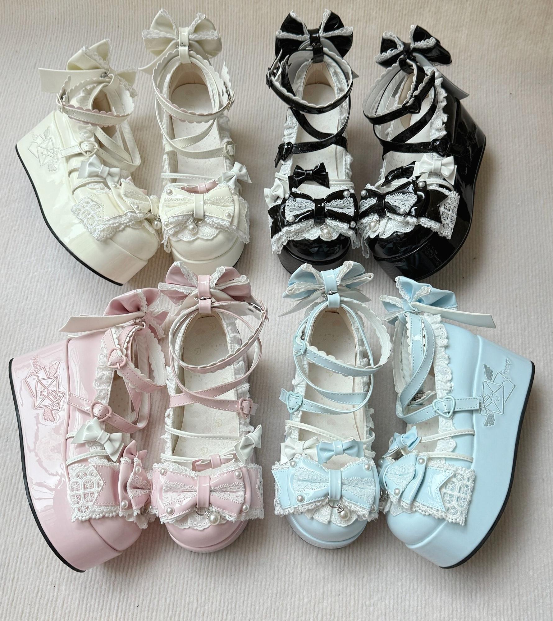 Sweet Dream Letter - Sweet Lolita High Platform Shoes, Embroidery & Bows