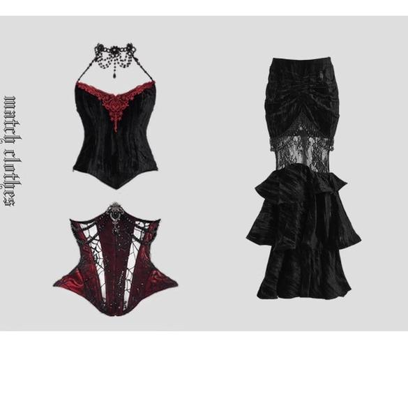 Blood Supply - Duchess - Velvet Gothic Lolita Dress, Corset & Skirt 34620:464136
