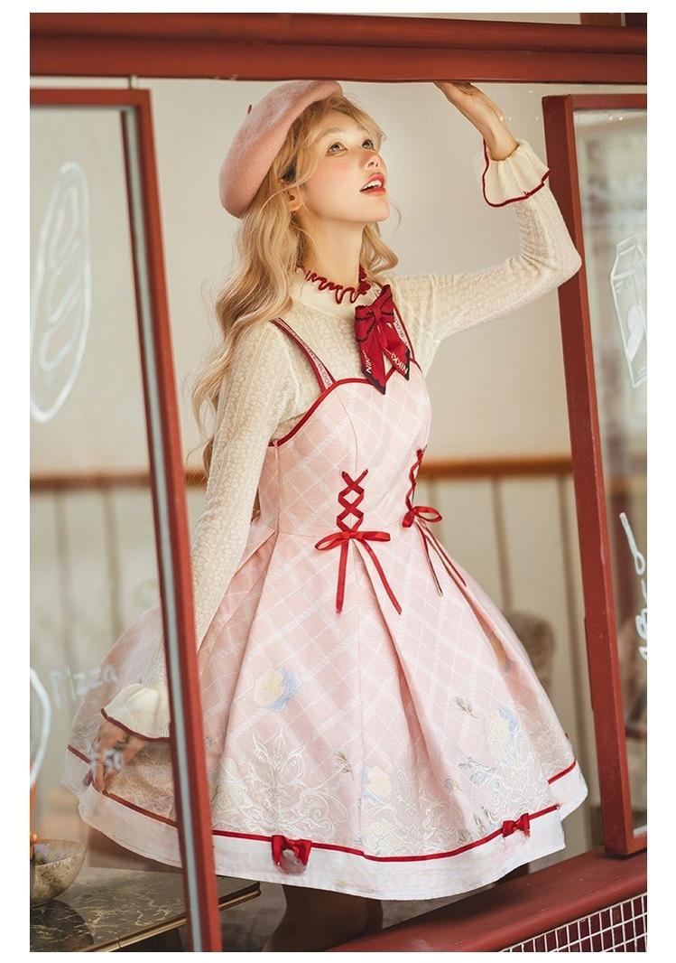 Nikki Tomorrow~Poetic Bloom~Pink Sweet Lolita JSK Dress and Sweater