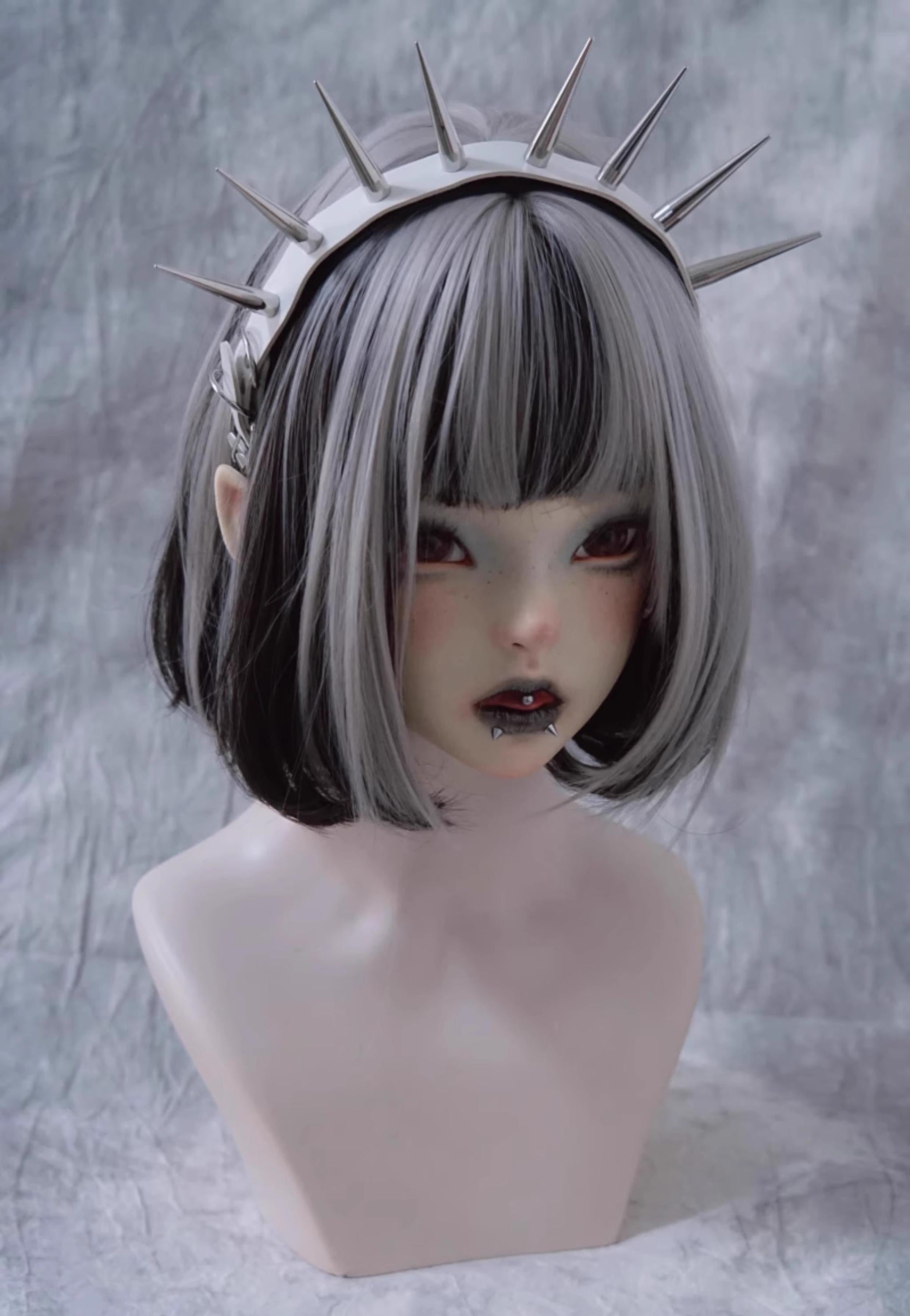 Strange Sugar - Punk Gothic Lolita KC Faux Leather Rivet Hair Accessories White