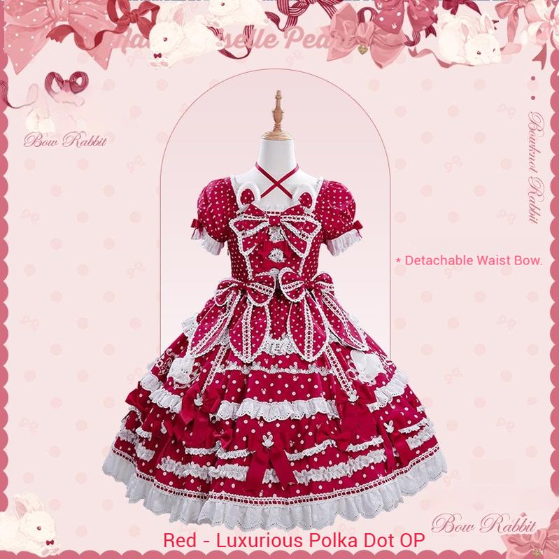 Mademoiselle Pearl~Bow Rabbit~IP Collab Sweet Lolita OP in Multiple Styles (L M S XL XS) 43054:764036