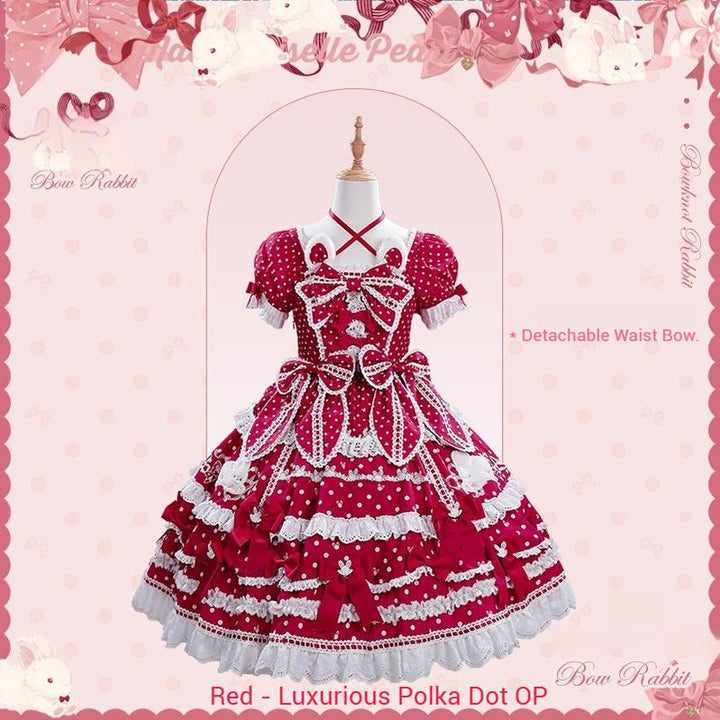 Mademoiselle Pearl~Bow Rabbit~IP Collab Sweet Lolita OP in Multiple Styles (L M S XL XS) 43054:764036