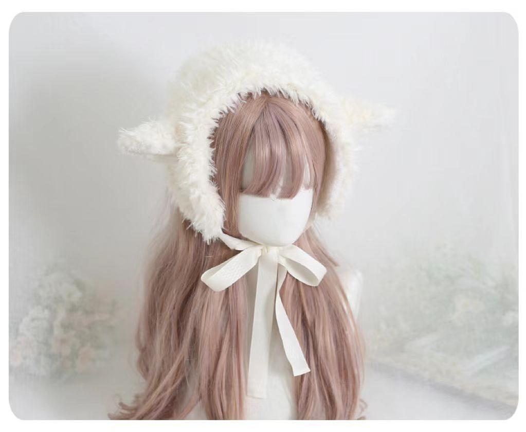 Xiaogui - Kawaii Lolita Earflap Hat Winter Lolita Earflap Hat Sheep Ear