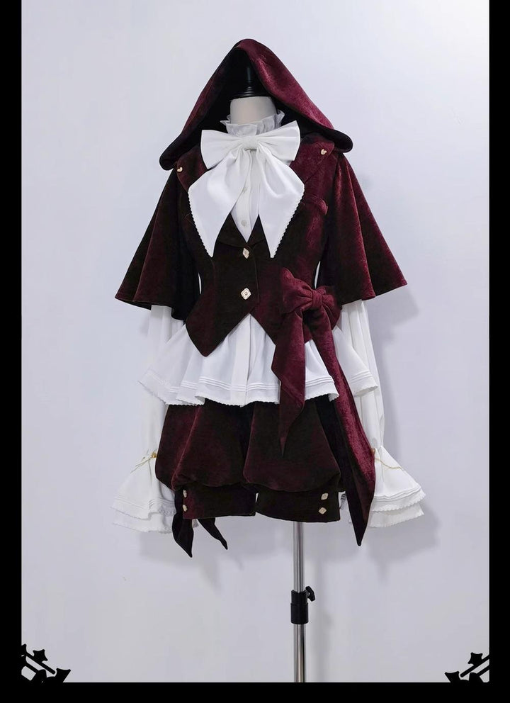 Princess Chronicles~Hare Hunter~Vintage Red Ouji Suit With Bunny Ear Hooded Jacket