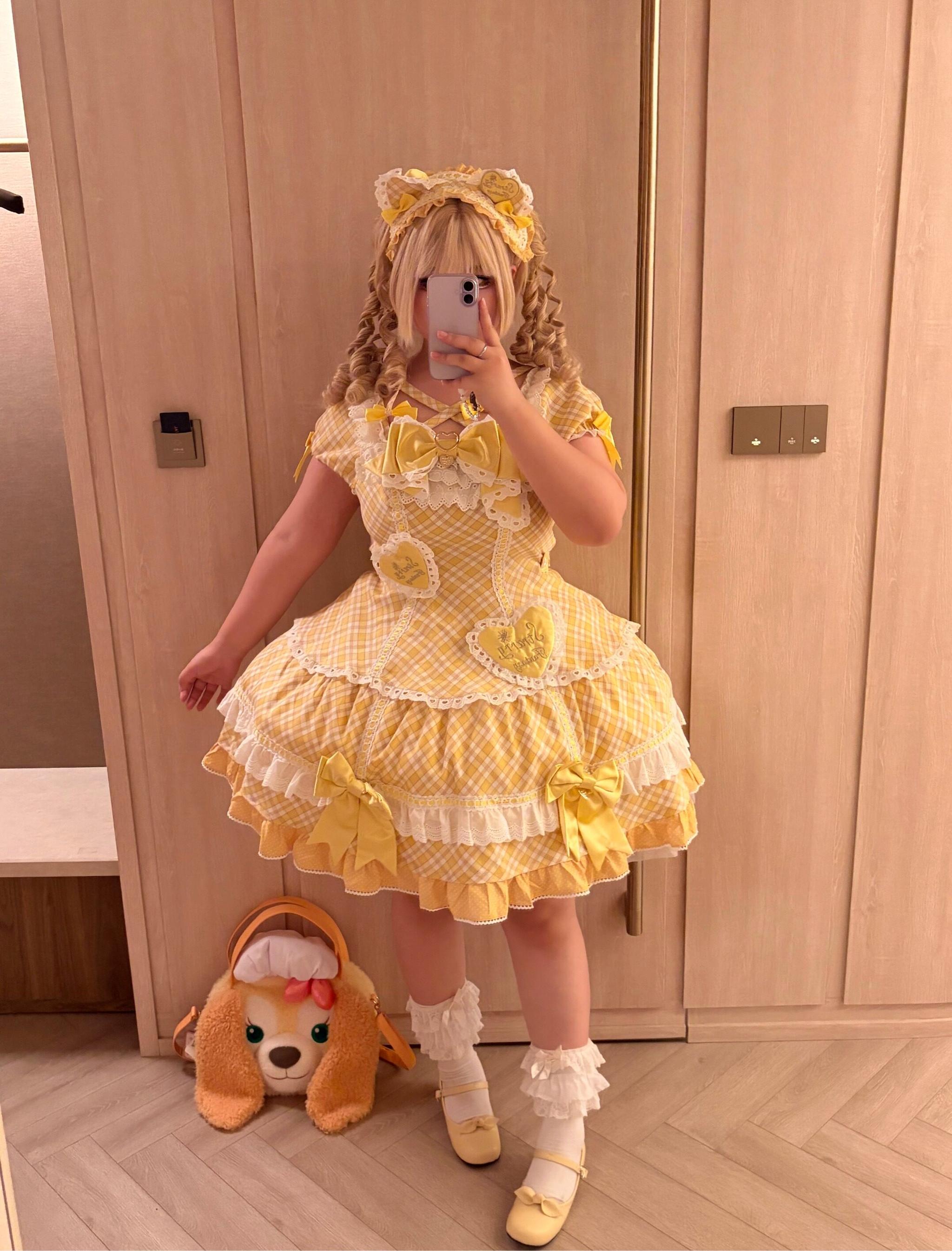 Shibuya Honey - Plus Size Sweet Lolita Plaid OP & JSK Dress (2XL L M S XL) 45210:840393