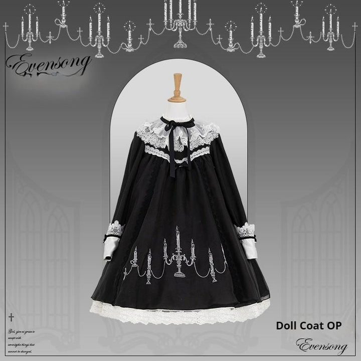 Mademoiselle Pearl~Winter Evening Prayer~Gothic Lolita Jumper Dress Embroidered Candlestick OP Dress XS Doll-Style OP 