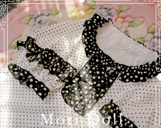 Mori Doll - Strawberry Jam - Sweet Dot Print Short Sleeve Shirt Multicolors S black( a type)