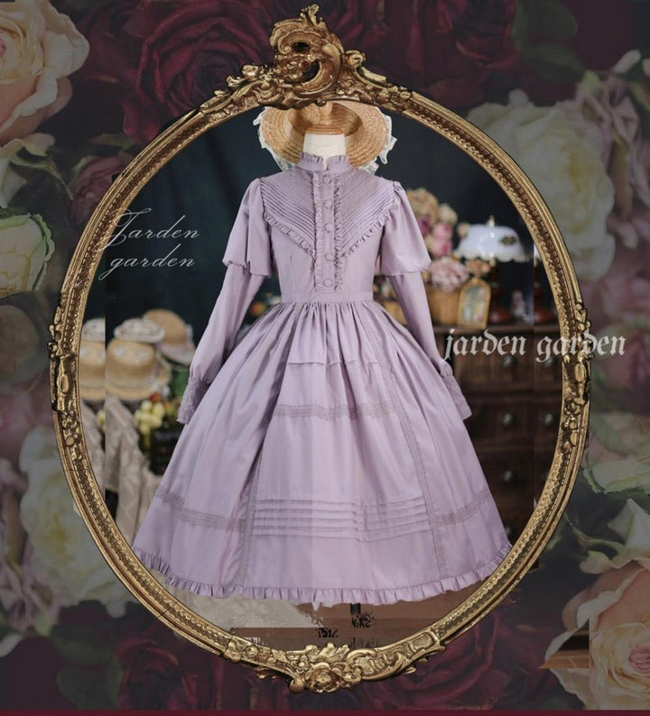 Tiny Garden~The Black Forest~Classic Lolita Stand Collar Dress OP lilac S 