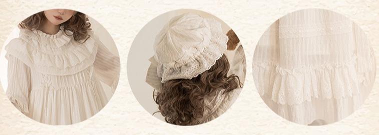 White Goodnight - Doll-like White Long Lolita OP with Ruffles 45535:852401