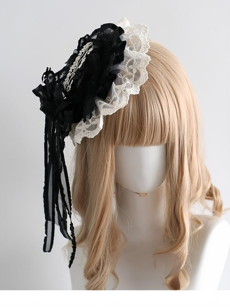 Xiaogui~Maid Lolita Hairband Doll Lolita Cuffs and Top Hat Small Top Hat (with fixed clip) Only