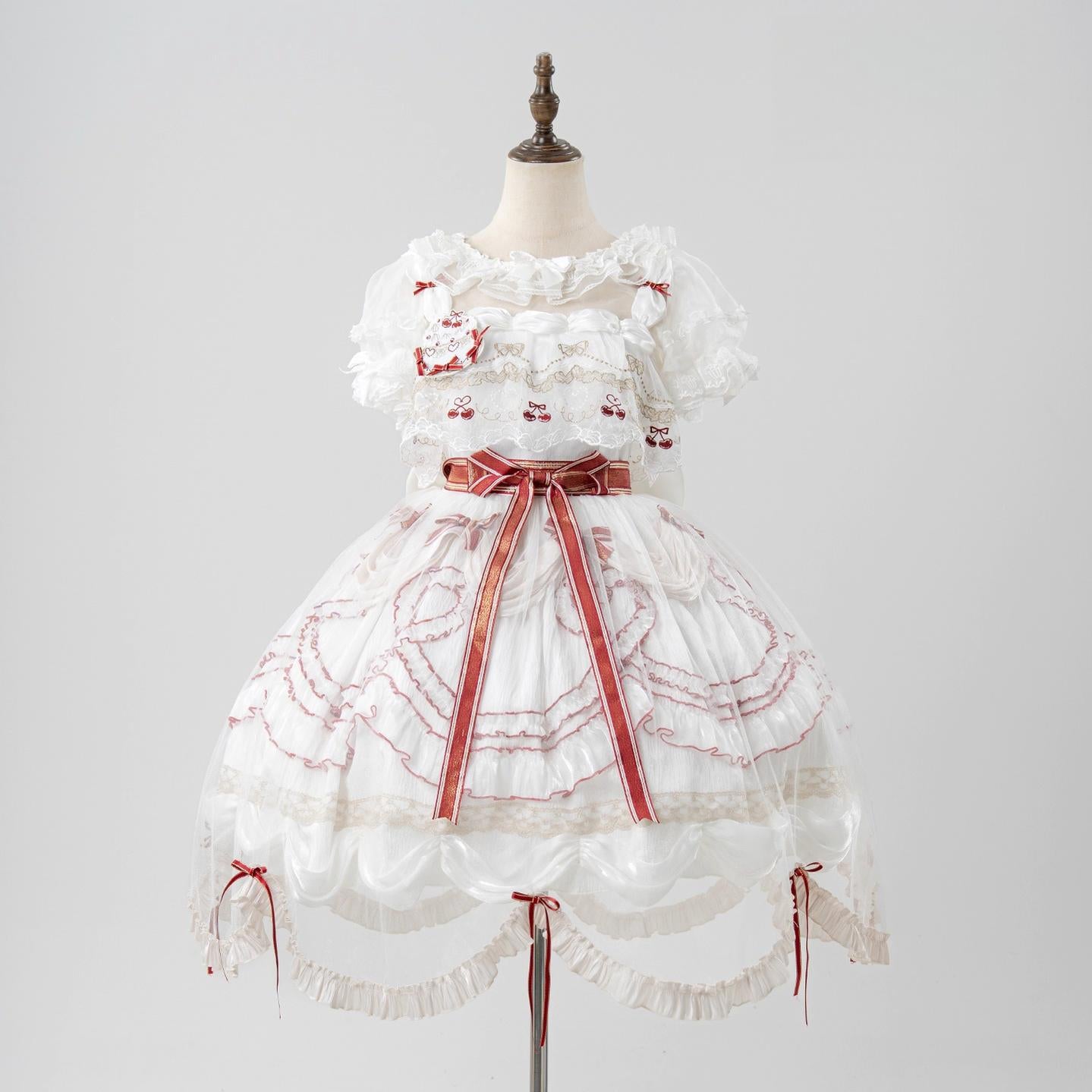 Cherry Cake - Tiered Sweet Lolita OP, Wedding Dress (L M S XL) 44359:805904
