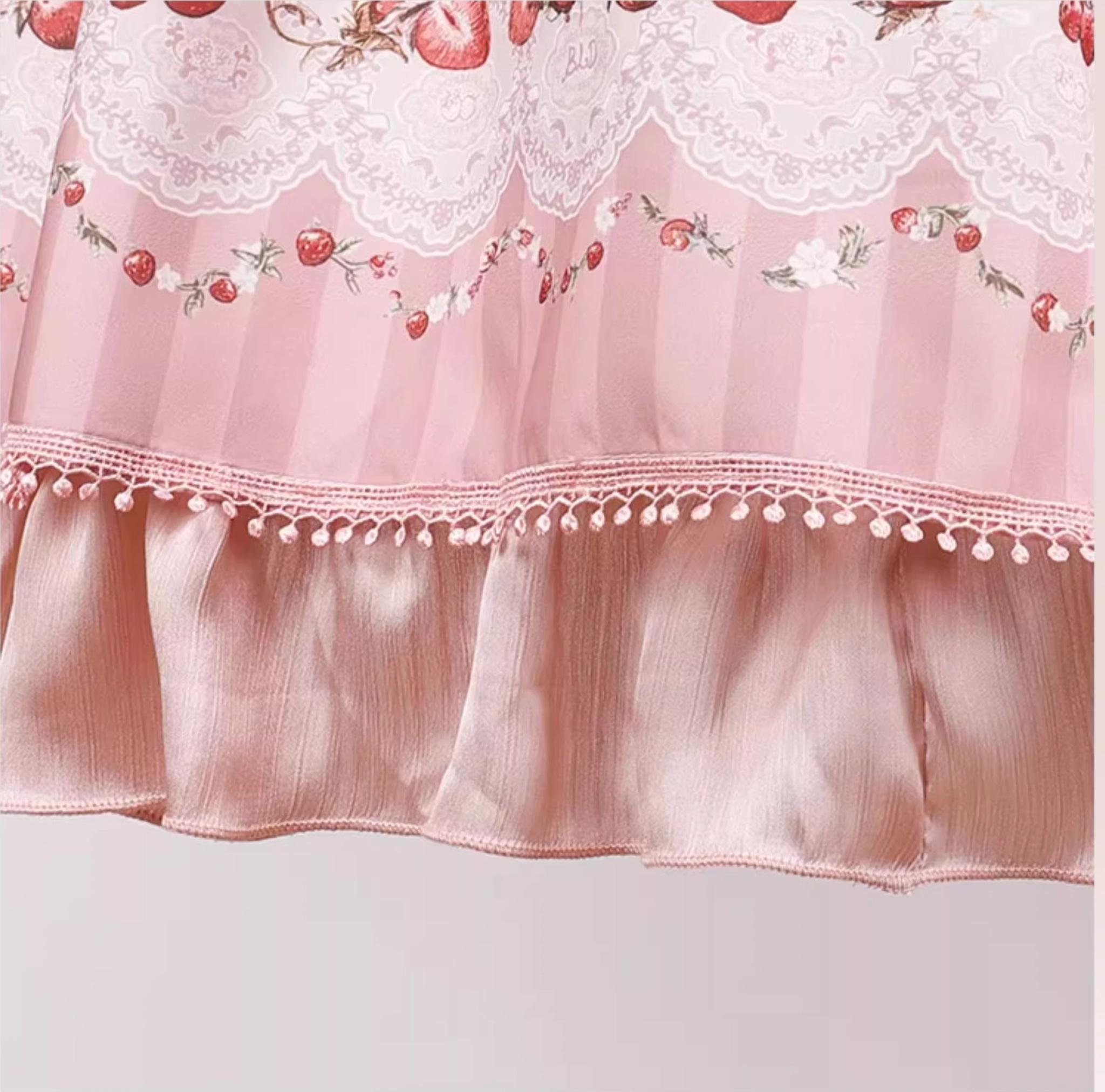 Strawberry Manor - Printed Sweet Lolita JSK Dress, Box Pleats 45025:832957