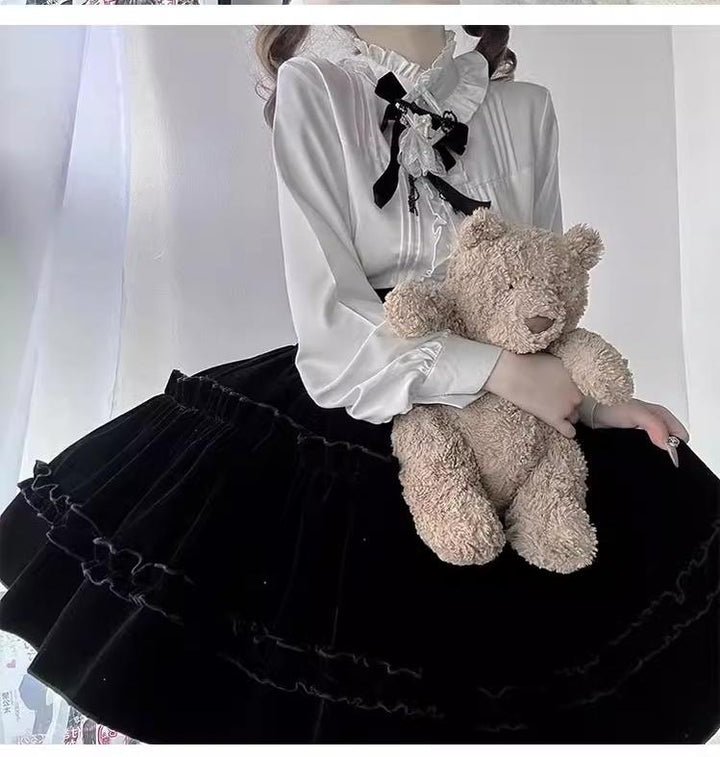 CastleToo~Erosion Heart F-Type~Ouji Lolita Suit Black Velvet Shorts and Skirt