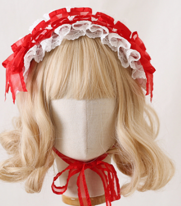 Xiaogui~Mood Limited~Elegant Lolita Bow Lace KC red and white (white lace)  