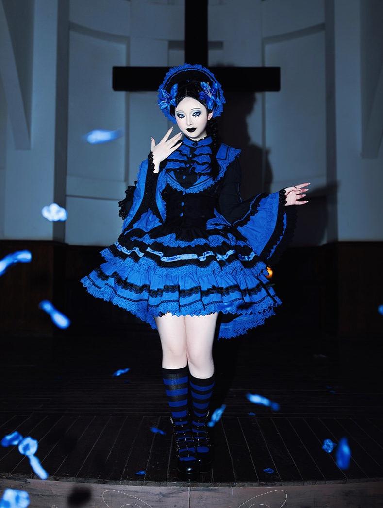 Nightmare - Gothic Lolita Ruffled Blouse and Tiered Skirt Set 45439:852821