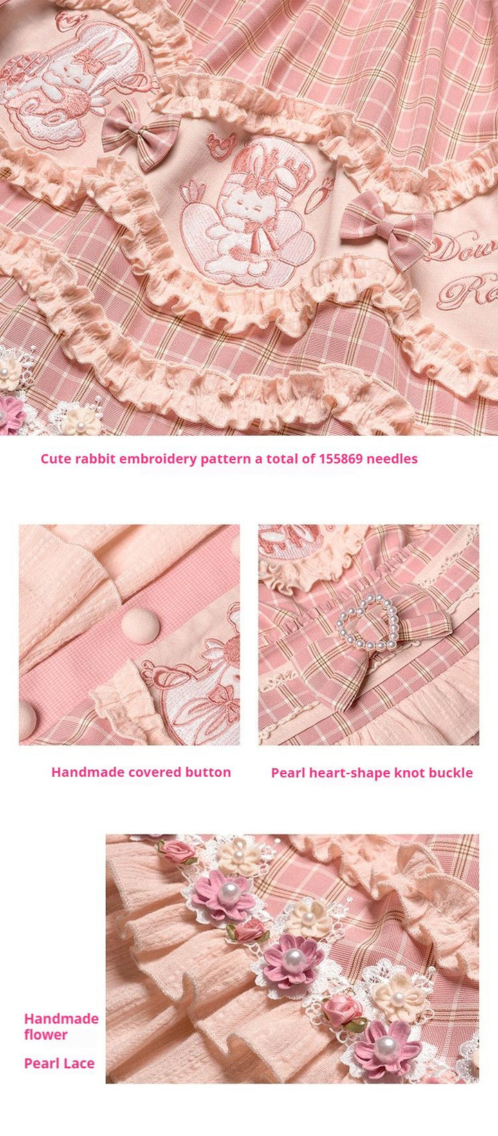 Youpairui~Helford~Sweet Coordinated Lolita Suit Pink Plaid Lolita SK Set   