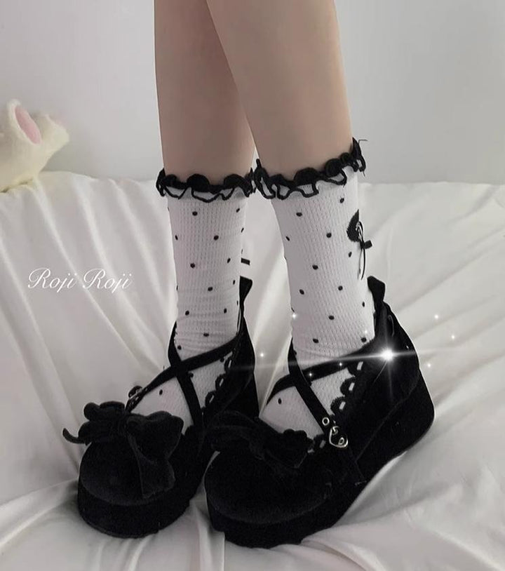 Roji Roji~Sweet Lolita Socks Cute Lolita Short Socks With Polka Dot   