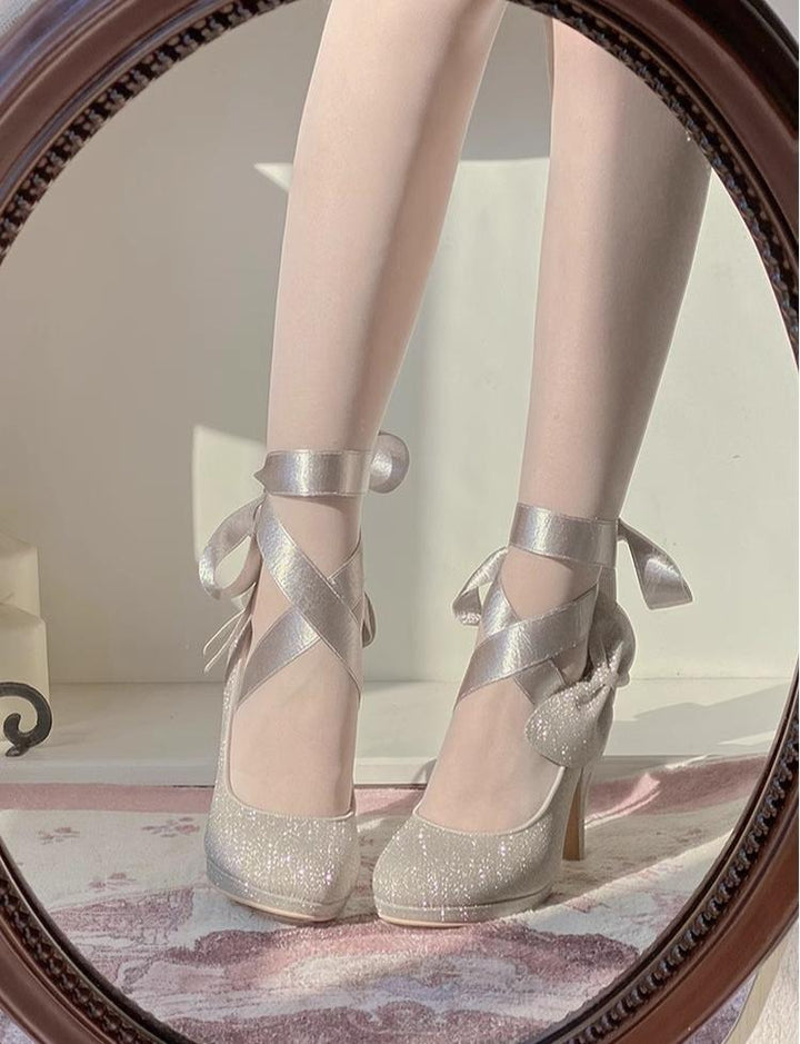 Pure Tea For Dream~Butterfly Specimen~Shiny Ballet Lolita Shoes Sweet Lolita Platform Heels   