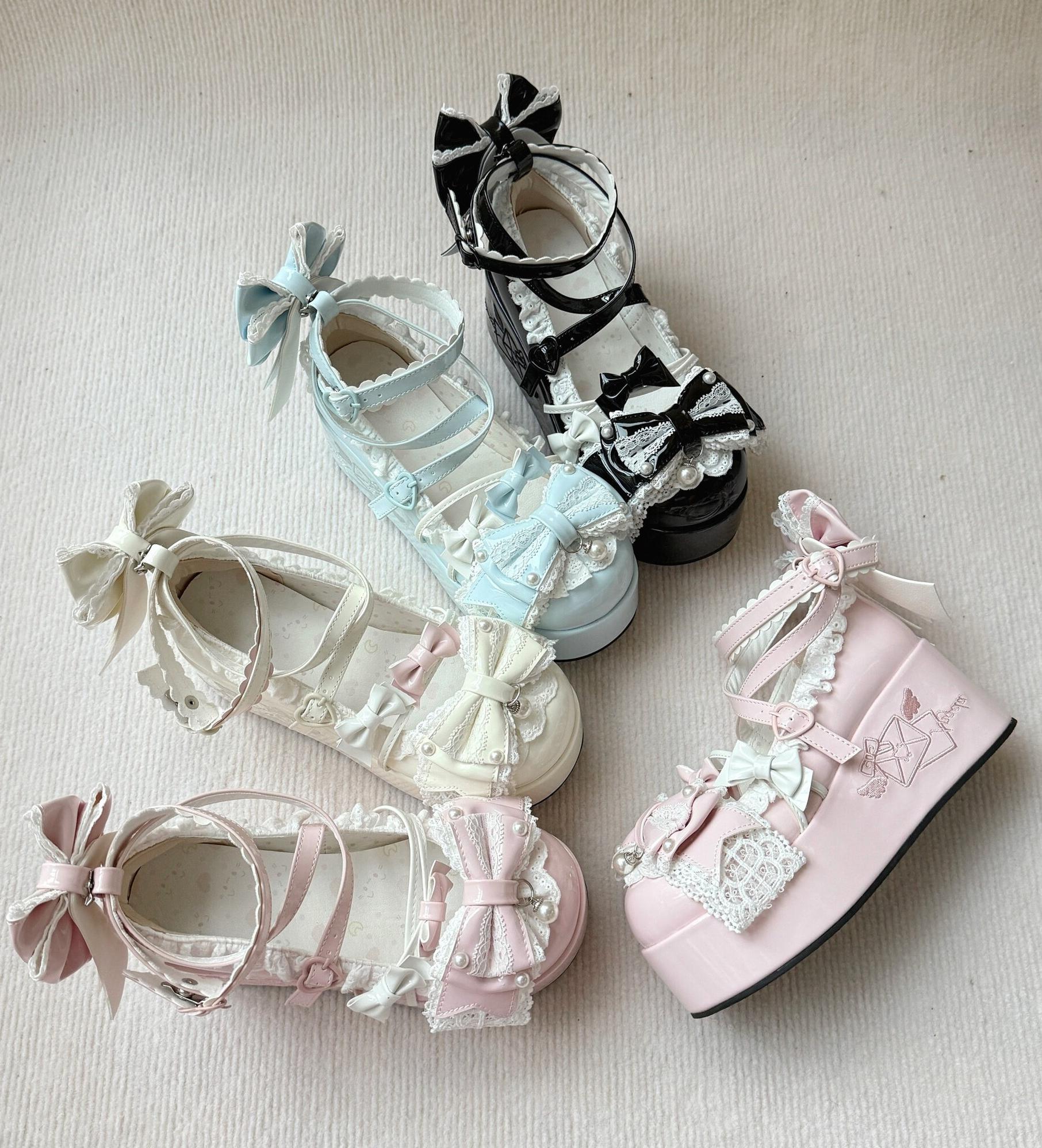 Sweet Dream Letter - Sweet Lolita High Platform Shoes, Embroidery & Bows