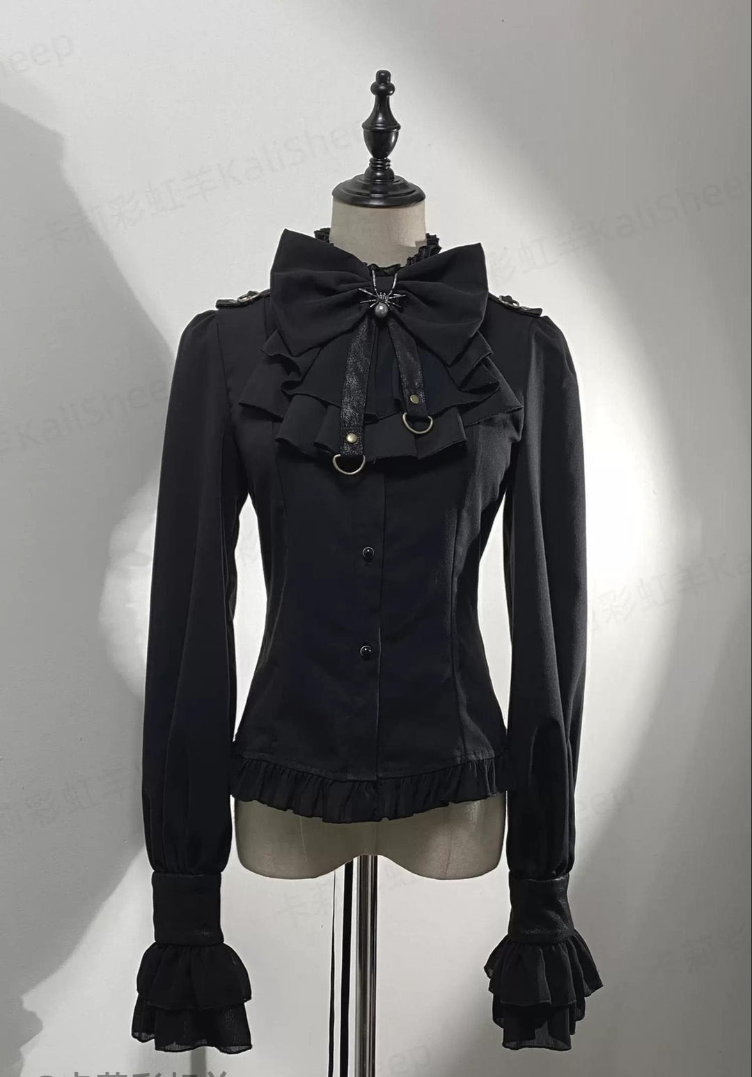 Kali Sheep~Midnight~Gothic Lolita Black Shorts Suit Prince Style Shirt S Shirt (with buttonholes bow tie) 