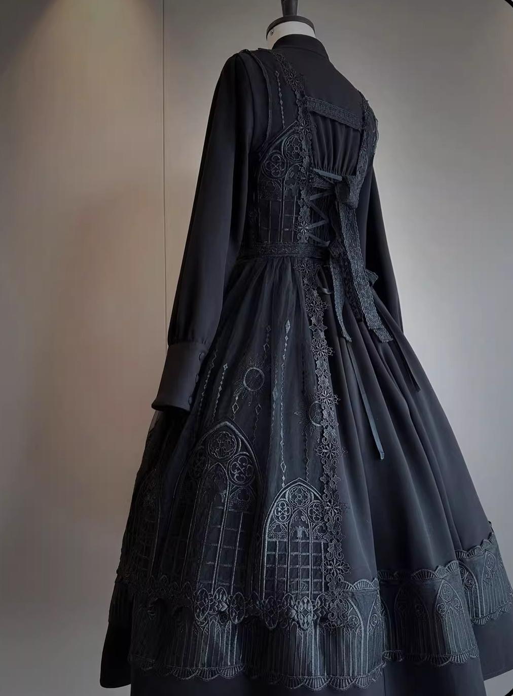 Susin Lolita~Normandy~Gothic Lolita Bust-Supporting JSK Nun Lolita OP Dress 41698:716832