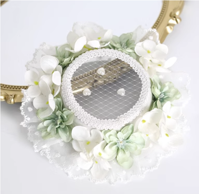 Xiaogui~Elegant Lolita Tea Party Multicolor Hat green white  