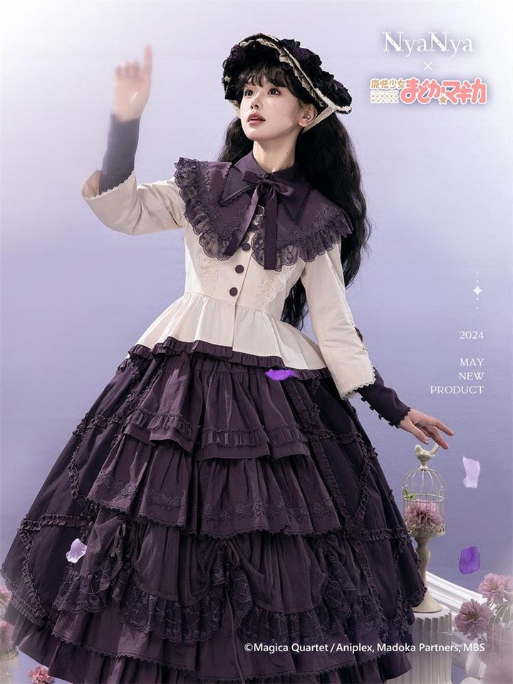 NyaNya~IP Collab Lolita Dress Madoka Kaname Homura Akemi Lolita OP dress XL Homura Akemi Set 