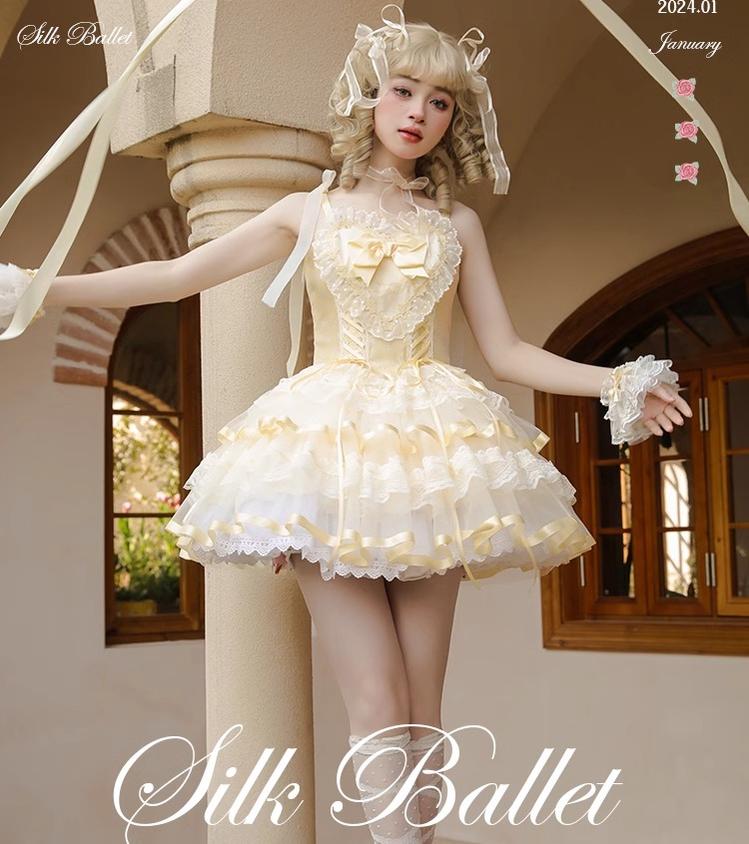 Mademoiselle Pearl~Silk Ballet~Wedding Lolita JSK Dress Princess Ballet Dress   