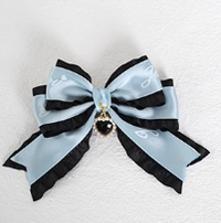 Xiaogui~Sweet Lolita Ribbon Bow Hair Clips letters black and blue fish mouth clip  