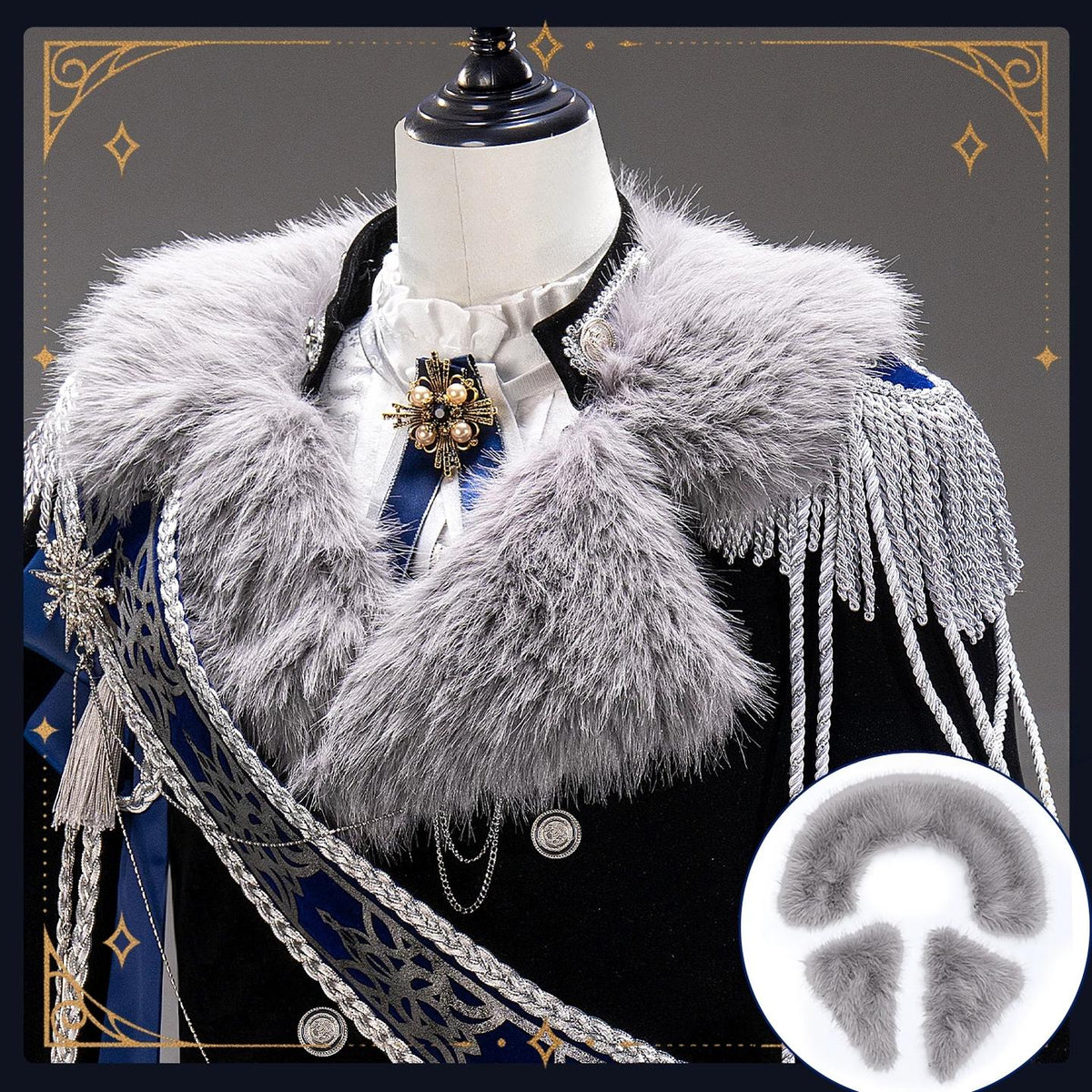 Canticle of Rites - Military Ouji Lolita Jacket & Shorts Set, Detachable Train