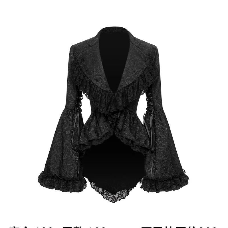 MORY HITOMI~Swallowtail Butterfly~Gothic Lolita Coat Lapel or Stand Collar Swallowtail Jacket XS black coat 
