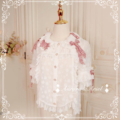 AA Lolita~Stars~Chiffon Lolita Blouse Embroidered Lace Bow   
