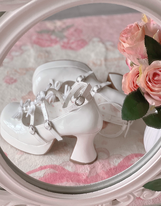 Pure Tea For Dream - Sweet Lolita Platform Pearl Bow Shoes