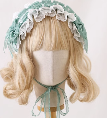 Xiaogui~Mood Limited~Elegant Lolita Bow Lace KC spring grass green (white lace)  