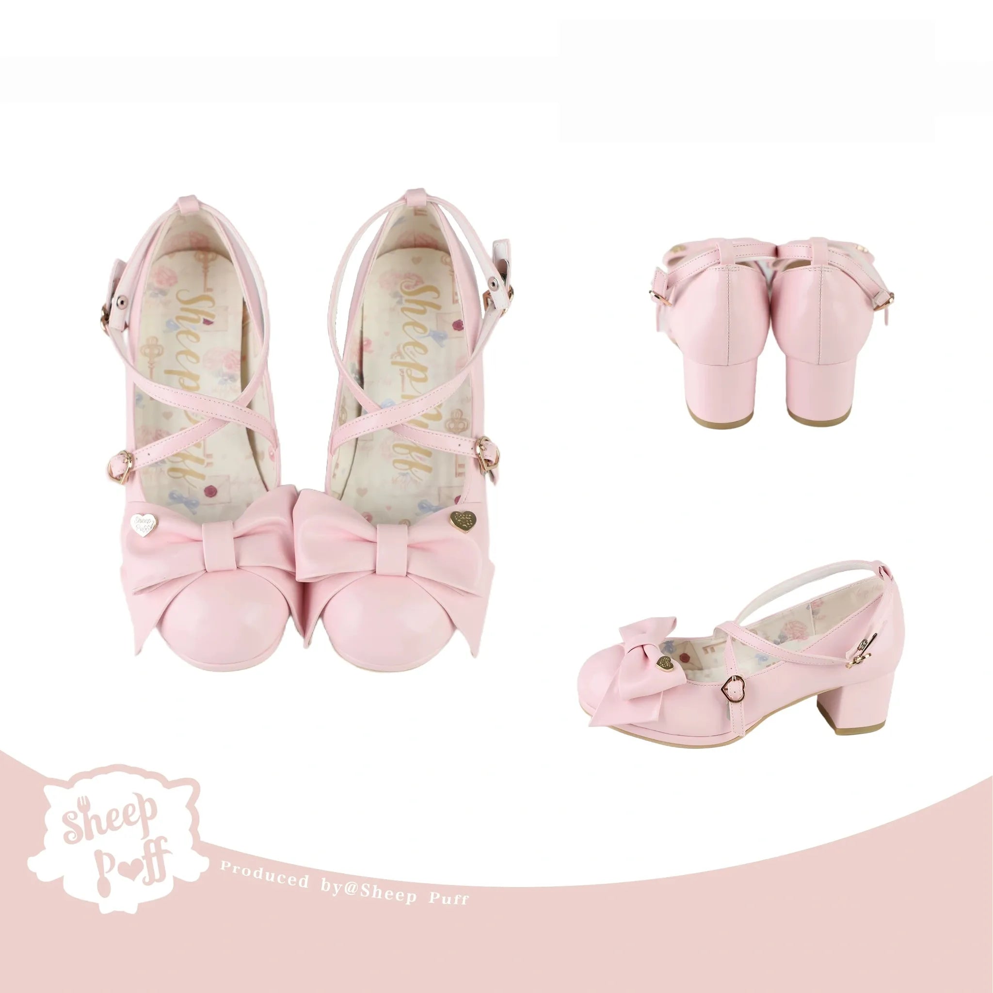 Miss Fondant - Sweet Lolita Cross Strap Shoes, Low & Mid Heels (35 36 37 38 39 40) 45678:858855