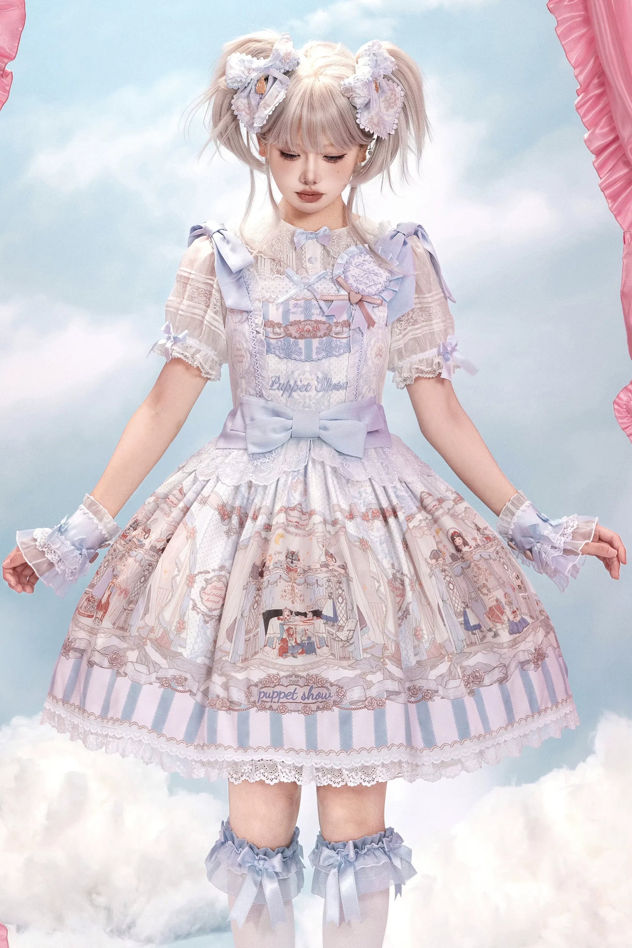 Puppet Show - Doll-like Lolita Embroidered Collar JSK, Puppet Show Print 45823:864745