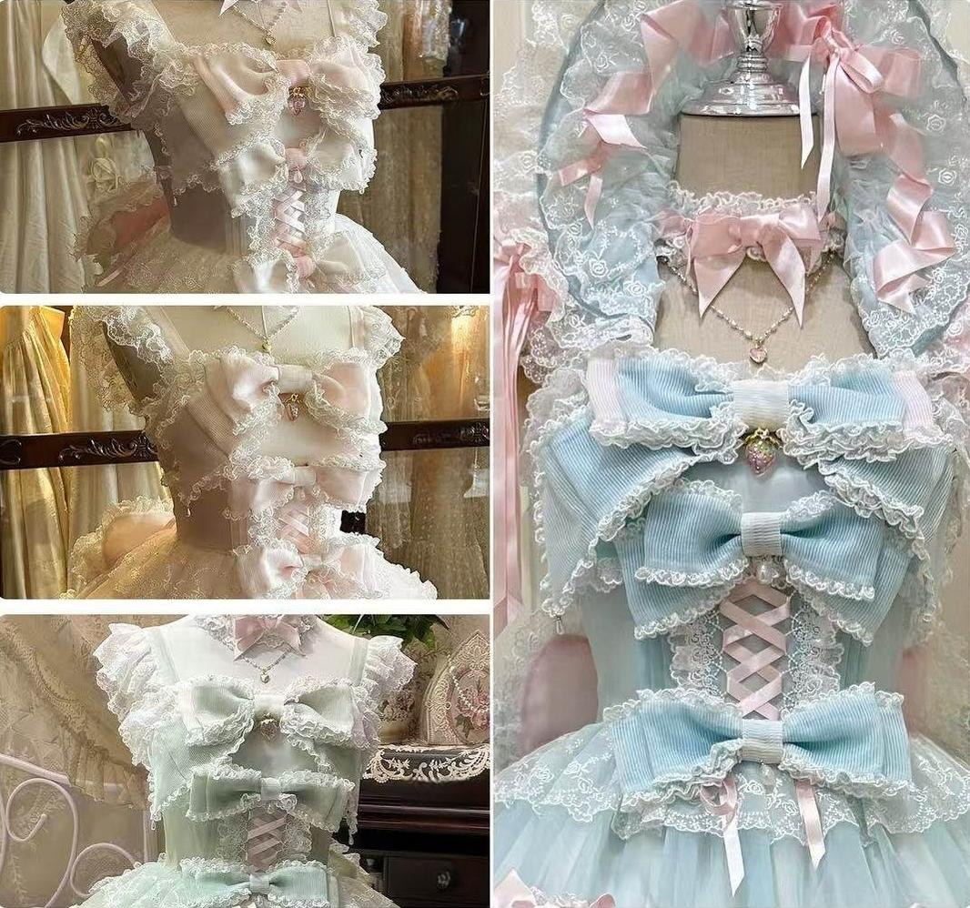 Sakura Snow Love Song - Wedding Sweet Lolita JSK Dress, Lace & Bows Details 44530:812611