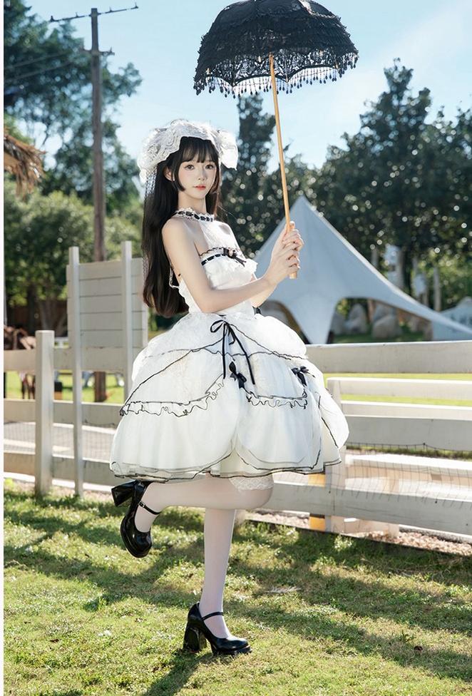 Daydream Whisper - Layered Poem - Wedding Sweet Plus Size Lolita JSK Dress Set 44159:797640