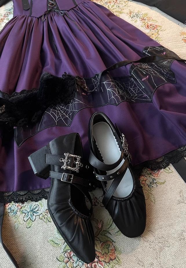 Momo~Merseburg Night~Gothic Lolita Mid Heels Retro Shoes Multicolors   