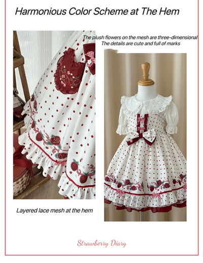 Forest Fluorescent Carps~Strawberry Diary~Sweet Lolita JSK Dress Strawberry Print   
