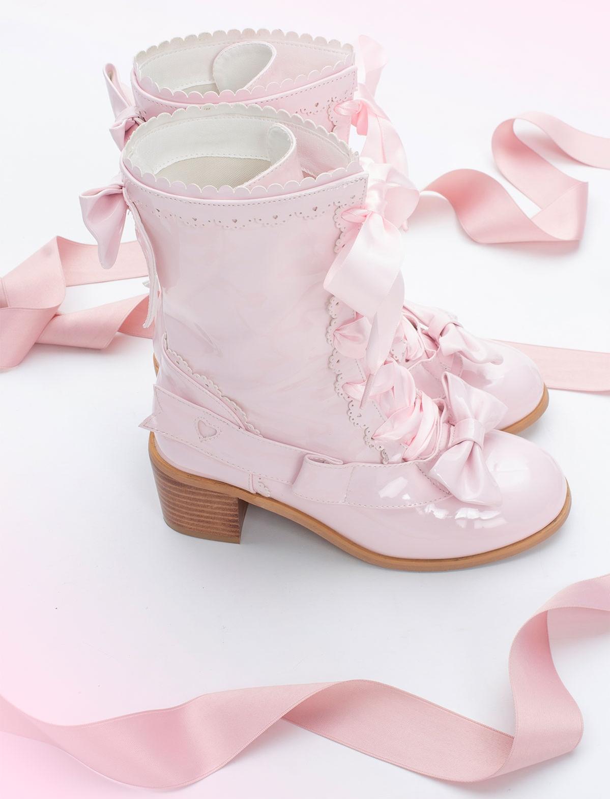 Sheep Puff - Sheepy Hooves - Kawaii Lolita Mid-Calf Boots, Side Zipper