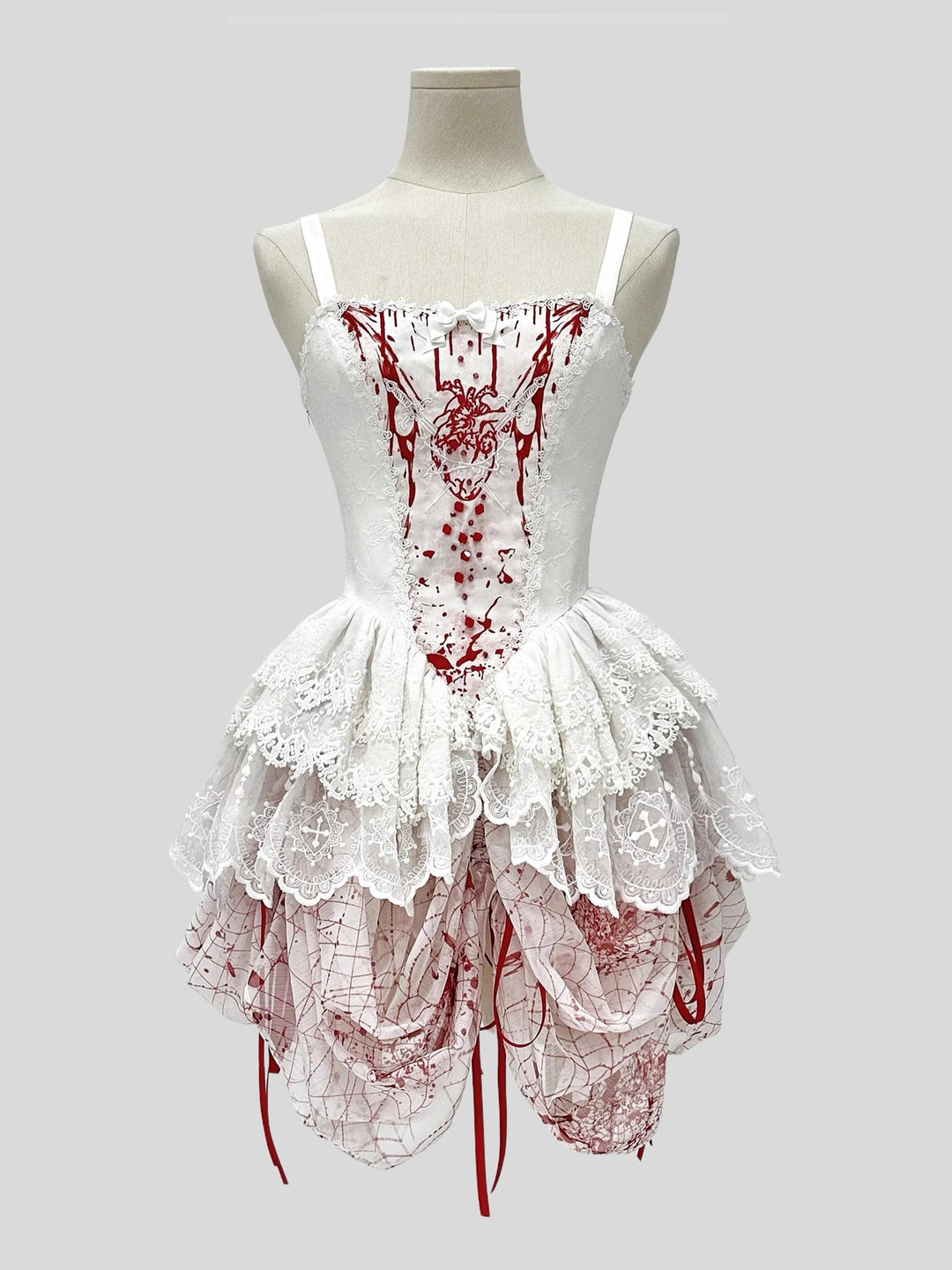 Dark Star Island~Moonlight Sanctum~Gothic Lolita Dresses Suit JSK SK Shirt XS SP Blood White Wide Strap JSK 