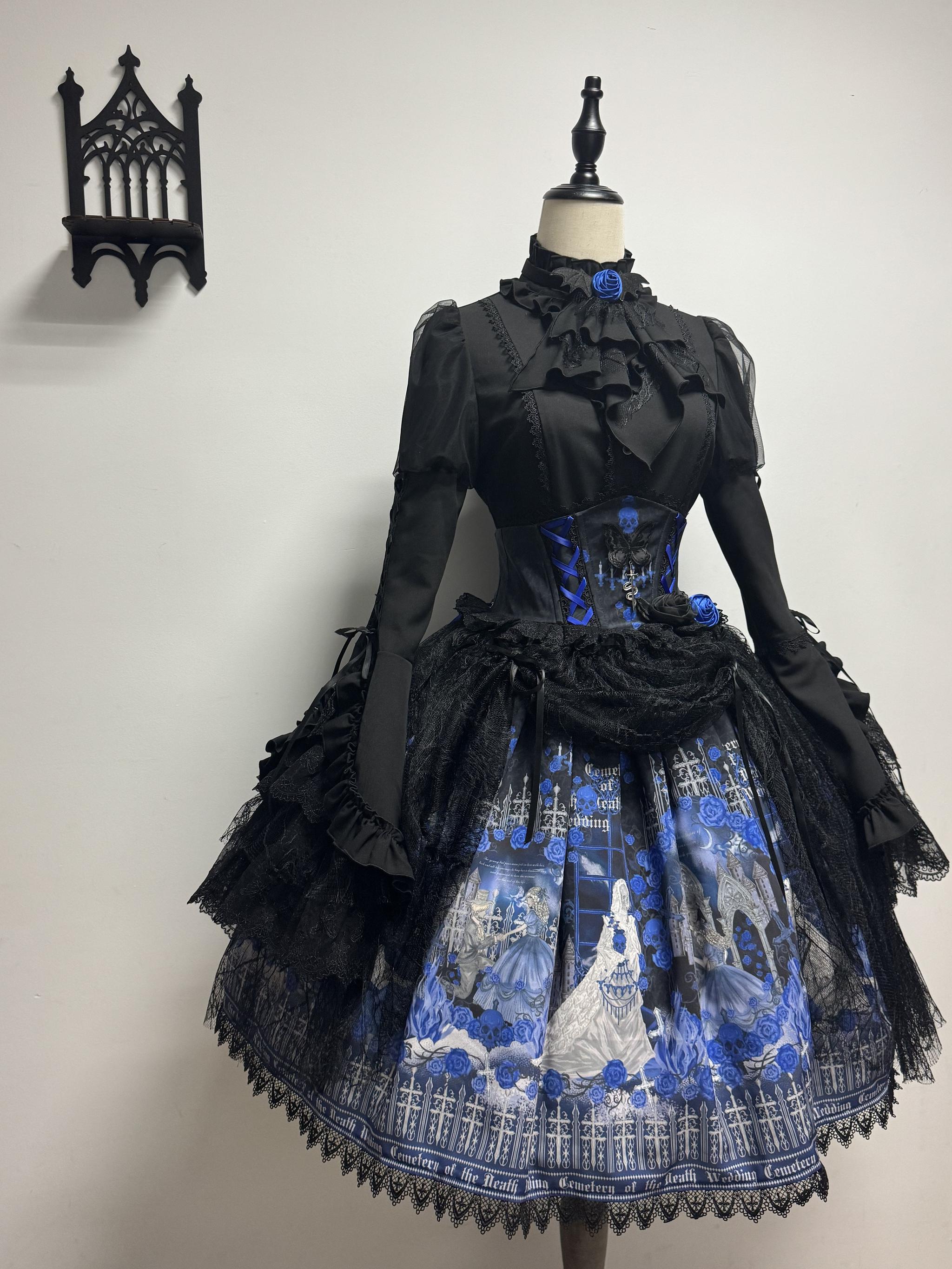 Printed Gothic Lolita JSK Dress, Corset SK Set