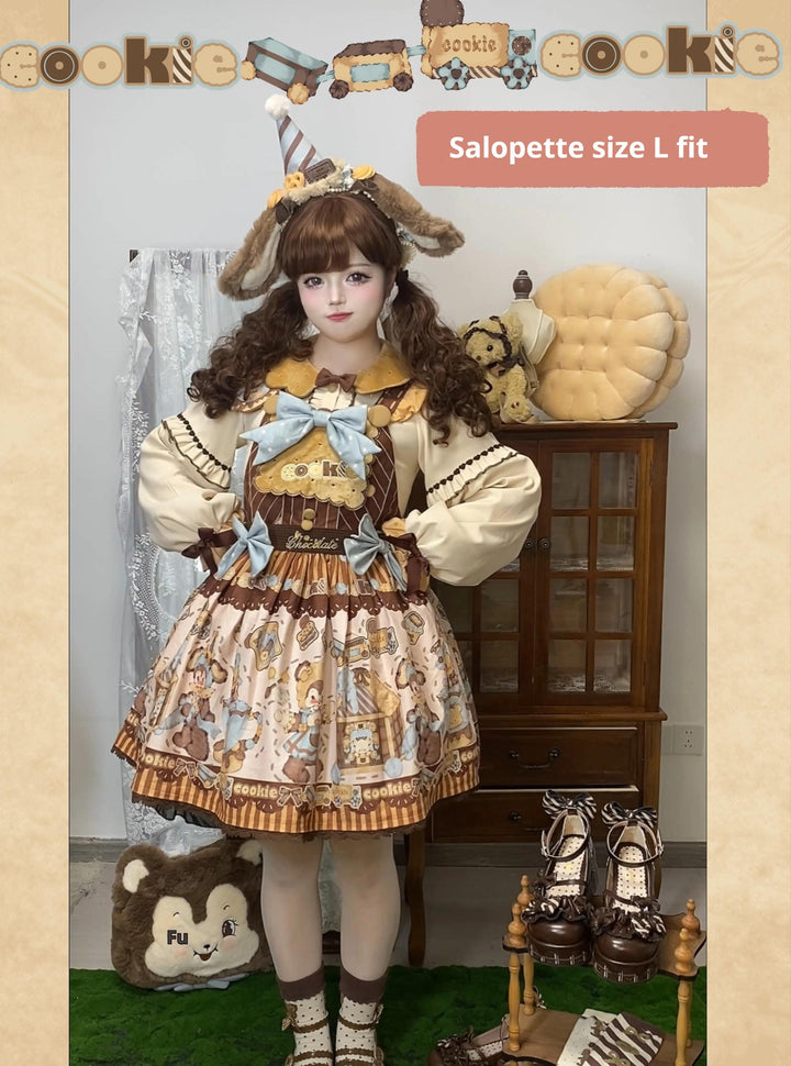 Star Fantasy~Bear Biscuit~Sweet Lolita Dress Winter Lolita OP and Salopette   