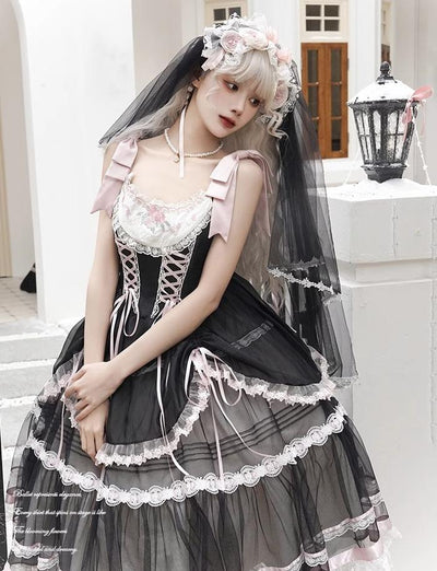 Flower and Pearl Box~Silk Ballet~Wedding Lolita JSK Dress Princess Bridal Dress   
