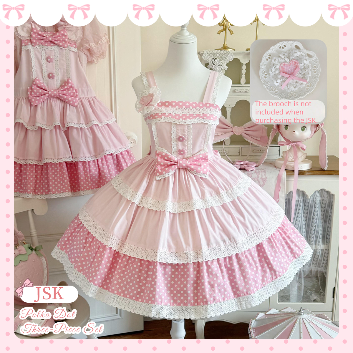 Cotton Sweet Lolita Polka Dot JSK & Salopette Dress (L M S XL) 45589:853475